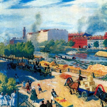 Paisajes Painting - fontanka 1916 Boris Mikhailovich Kustodiev escenas de la ciudad del paisaje urbano